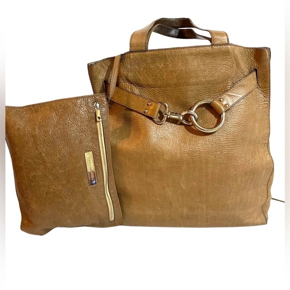 Marc Jacob’s vintage Brown distressed Leather Tote and Pouch Set - Picture 1 of 11
